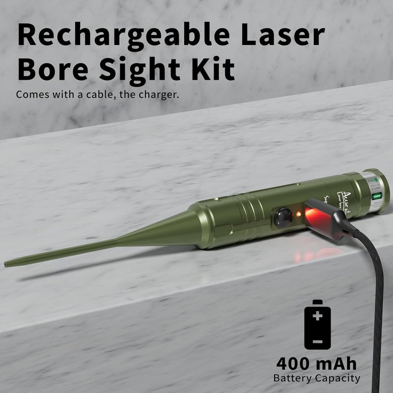OWLSHOOT Rechargeable Bore Sight Laser Kit: Green/Red Laser Boresighter with 50 Adapters Fit for All Gun(0.17 to 12GA) - Multiple Caliber Quick Zeroing for Rifle Pistol - Shooter Essential - Image 2